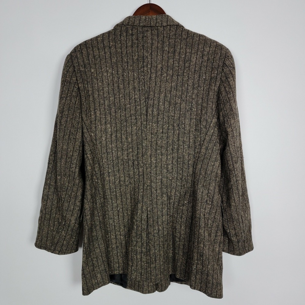Zara Concept‎ Collection Womens Blazer Size 10 Brown Striped Tweed 3 Button Work - Picture 7 of 7